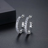 Bohemian Square CZ Hoop Earrings - Bridal Accessory