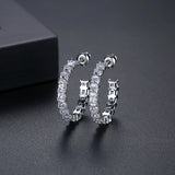 Bohemian Square CZ Hoop Earrings - Bridal Accessory