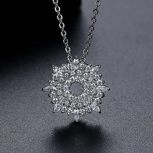 Snowflake CZ Paved Necklace for Women Girl Party Jewelry