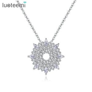 Snowflake CZ Paved Necklace for Women Girl Party Jewelry
