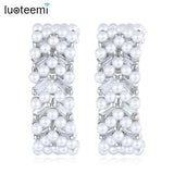 CZ Pearls Earrings High CZ Stone Hoops Graceful Exaggerated Jewelry