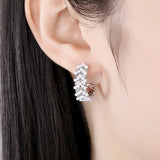 CZ Pearls Earrings High CZ Stone Hoops Graceful Exaggerated Jewelry
