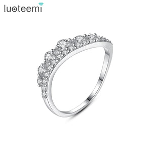 Micro CZ Inlaied Round Finger Rings for Women Wedding Bridal Girl Accessories
