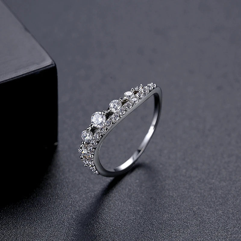 Micro CZ Inlaied Round Finger Rings for Women Wedding Bridal Girl Accessories