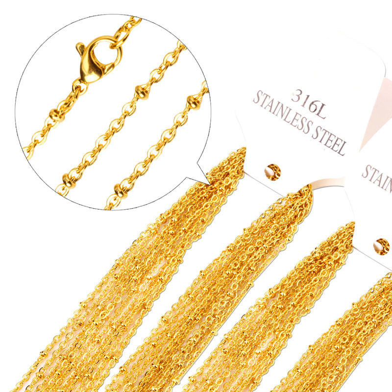 10pcs/lot Bead Chains 18-24inch 2mm Width Lobster Clasp Chain Lot Jewelry