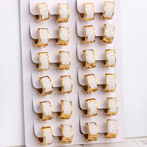 12pcs Gold Clay Top Stainless Steel Hoop Earring Set For Women