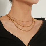 Stainless Steel Rope Twist Chain Choker Necklace Golden Jewelry