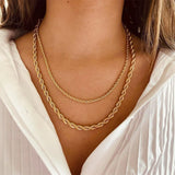 Stainless Steel Rope Twist Chain Choker Necklace Golden Jewelry