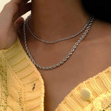 Stainless Steel Rope Twist Chain Choker Necklace Golden Jewelry