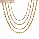 Stainless Steel Rope Twist Chain Choker Necklace Golden Jewelry