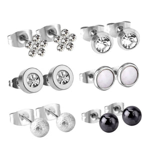 Stainless Steel 6Pairs Christmas Stud Earring Sets For Women