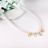 Pearl Pendant Necklace Fairy Letter Chain Necklace With Charm