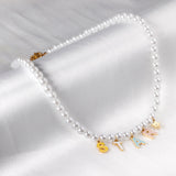 Pearl Pendant Necklace Fairy Letter Chain Necklace With Charm