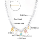 Pearl Pendant Necklace Fairy Letter Chain Necklace With Charm