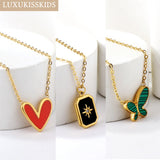 Red Heart Necklaces Butterfly Shell Charms Couple Choker