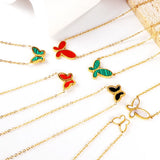 Red Heart Necklaces Butterfly Shell Charms Couple Choker