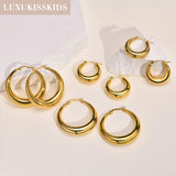 Chunky Gold/Silver Hoop Earrings For Woman Big Round Stainless Steel Vintage