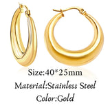 Chunky Gold/Silver Hoop Earrings For Woman Big Round Stainless Steel Vintage