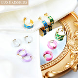 Colorful Acrylic Hoops Earrings No Fade 5pcs