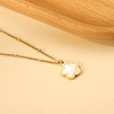 Pink Flower Pendant Necklace 5 Petal Choker Romantic Collier