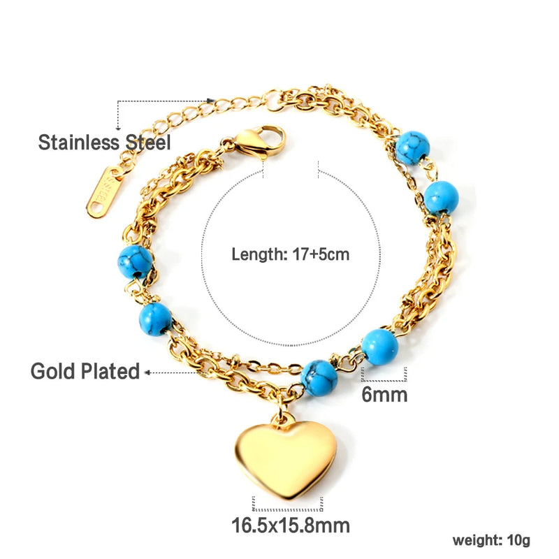 Heart Eyes Charms Steel Wrist Bracelet Jewelry