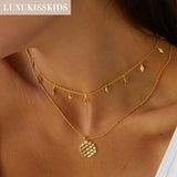 Golden Chains Necklaces Bohemia Star Heart Collier Stainless Steel Jewelry