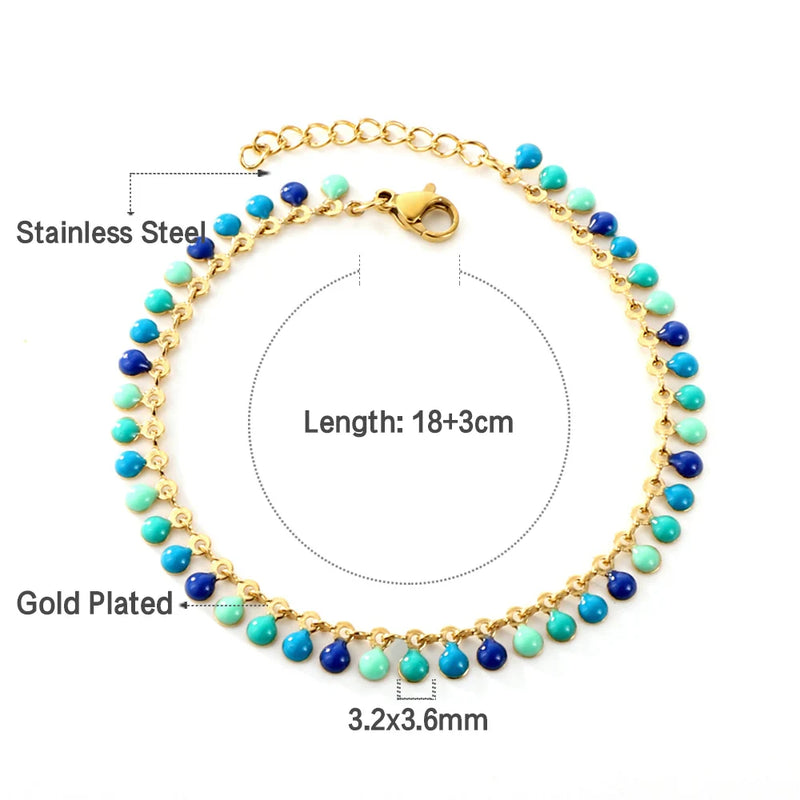 Stylish Green Beads Bracelet for Woman, Boho Summer Colorful Jewelry