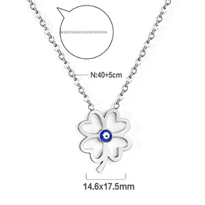 Four Leaf Clover Pendant Necklaces Cat Eyes Stone Lucky Christmas Collier