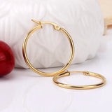 Big Circle Hoop Earrings Classic Sterling Steel Women Jewelry