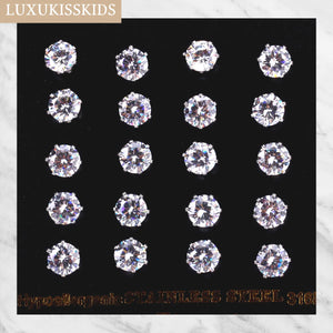 Round CZ Stud Earrings 10pairs/Lot for Woman Man Stainless Steel Silver Jewelry