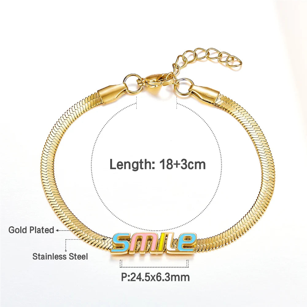 Vintage Flat Chains Bracelet with Butterfly Flower Charms