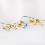 3 Pairs/Set Stud Earrings Round Beads Star Hiphop Piercing