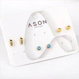 3 Pairs/Set Stud Earrings Round Beads Star Hiphop Piercing