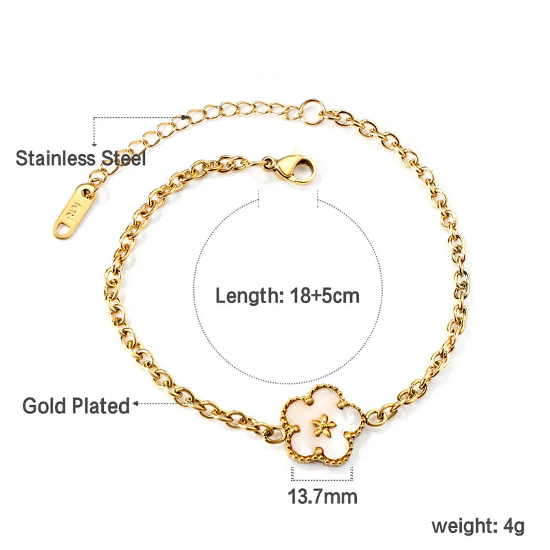 Green Opal Flower Charms Bracelet for Women