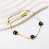 Green Opal Flower Charms Bracelet for Women