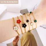 Green Opal Flower Charms Bracelet for Women