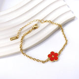 Green Opal Flower Charms Bracelet for Women