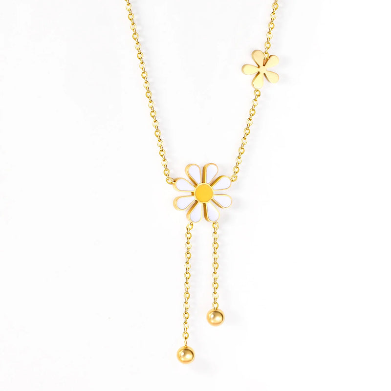 Romantic Daisy Pendant Necklace Stainless Steel Jewelry