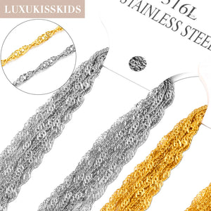 Singapore Twisted Chains Necklace 10pcs Golden/Steel 2mm DIY