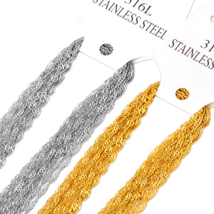 Singapore Twisted Chains Necklace 10pcs Golden/Steel 2mm DIY