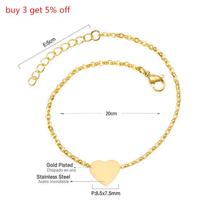 Heart Shape Anklet For Women Gold/Steel 20cm+5cm Adjustable Anklets
