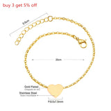 Heart Shape Anklet For Women Gold/Steel 20cm+5cm Adjustable Anklets