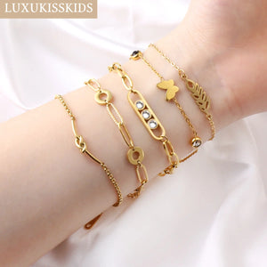 Plated Chain Bracelet with Fairy Charms for Women