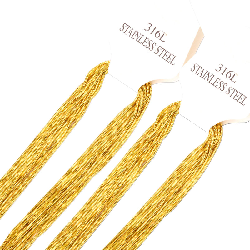 10PCS Gold/Stainless Steel 1mm Snake Chain Necklaces for Women Jewelry