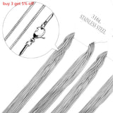 10PCS Gold/Stainless Steel 1mm Snake Chain Necklaces for Women Jewelry