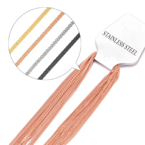10pcs 2mm Rope Chains Rose Gold/Steel/Black 45-60cm Necklaces