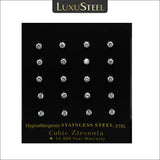 10 Pairs Crystal Stud Earrings Silver Plated Stainless Steel CZ Gift for Girls