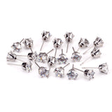 10 Pairs Crystal Stud Earrings Silver Plated Stainless Steel CZ Gift for Girls