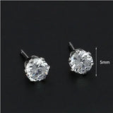 10 Pairs Crystal Stud Earrings Silver Plated Stainless Steel CZ Gift for Girls