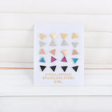 Colorful Stainless Steel Earring Set: 10 Pairs Triangle Round Star Heart Shape S